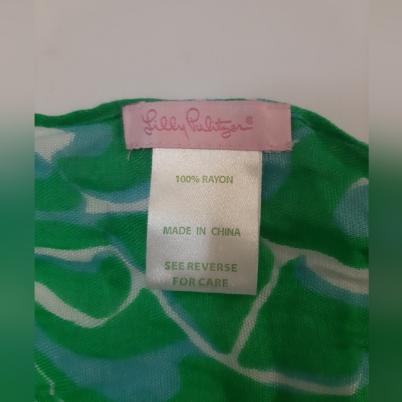 Lilly Pulitzer Green White Blue Patterned Scarf Infinity Loop - Picture 2 of 6